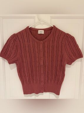 Wilfred Short-Sleeve Cable Knit Cardigan - Rose